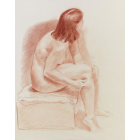 femme nu assis de profil