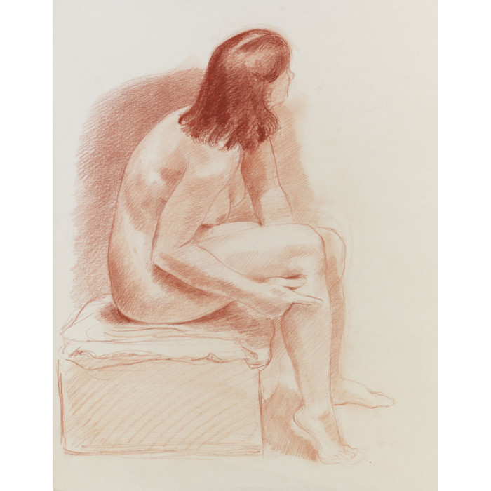 femme nu assis de profil