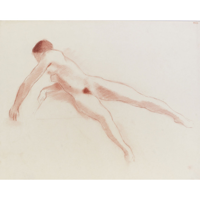 Femme allongée tournant le buste