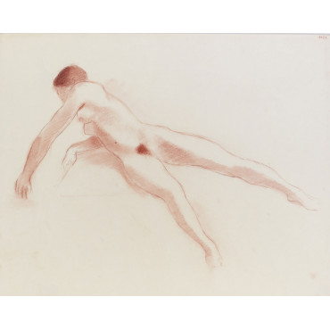 Femme allongée tournant le buste