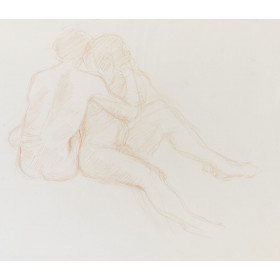 Couple assis enlacé