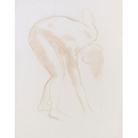 Femme penchée ramassant un objet à terre