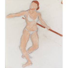 Danseuse à la barre en troisième position