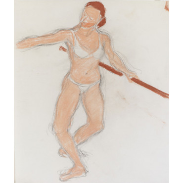 Danseuse à la barre en troisième position