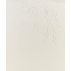 Croquis de femme debout s'essuyant