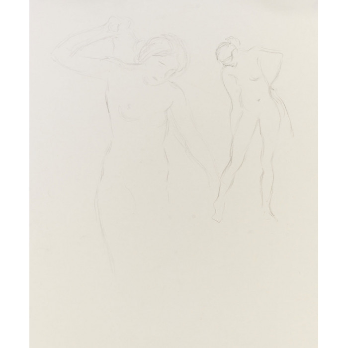 Croquis de femme debout s'essuyant