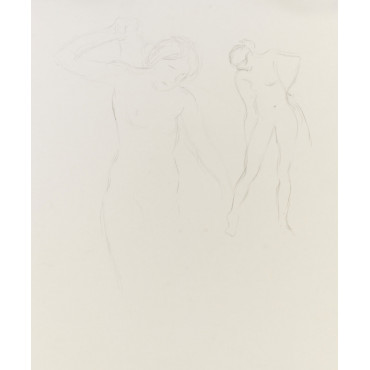 Croquis de femme debout s'essuyant