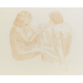 Couple assis à terre face-à-face