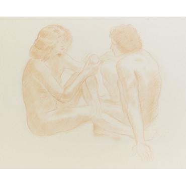 Couple assis à terre face-à-face