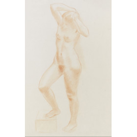 Femme debout se coiffant