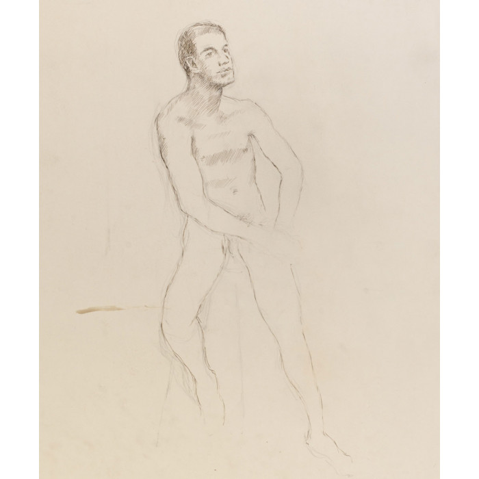 Croquis d'homme mi-assis
