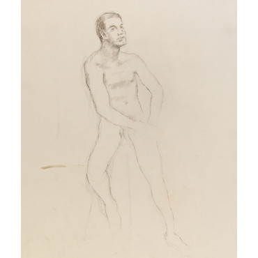 Croquis d'homme mi-assis